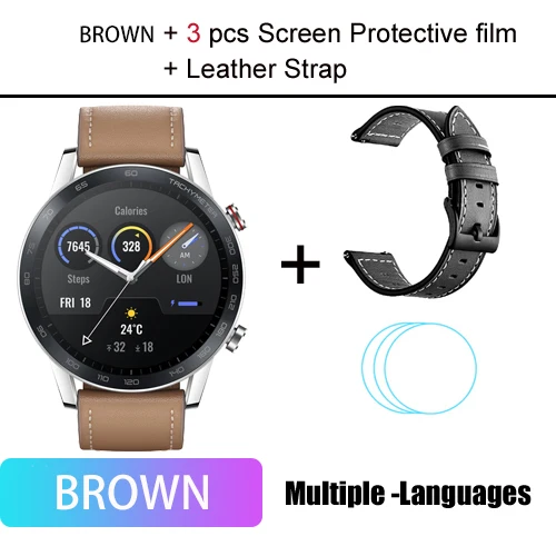 HONOR Magic Watch 2, умные часы с Bluetooth 5,1, умные часы, кислород крови, 14 дней, телефонный звонок, частота сердечных сокращений для Android iOS - Цвет: brown n film3 n hbs