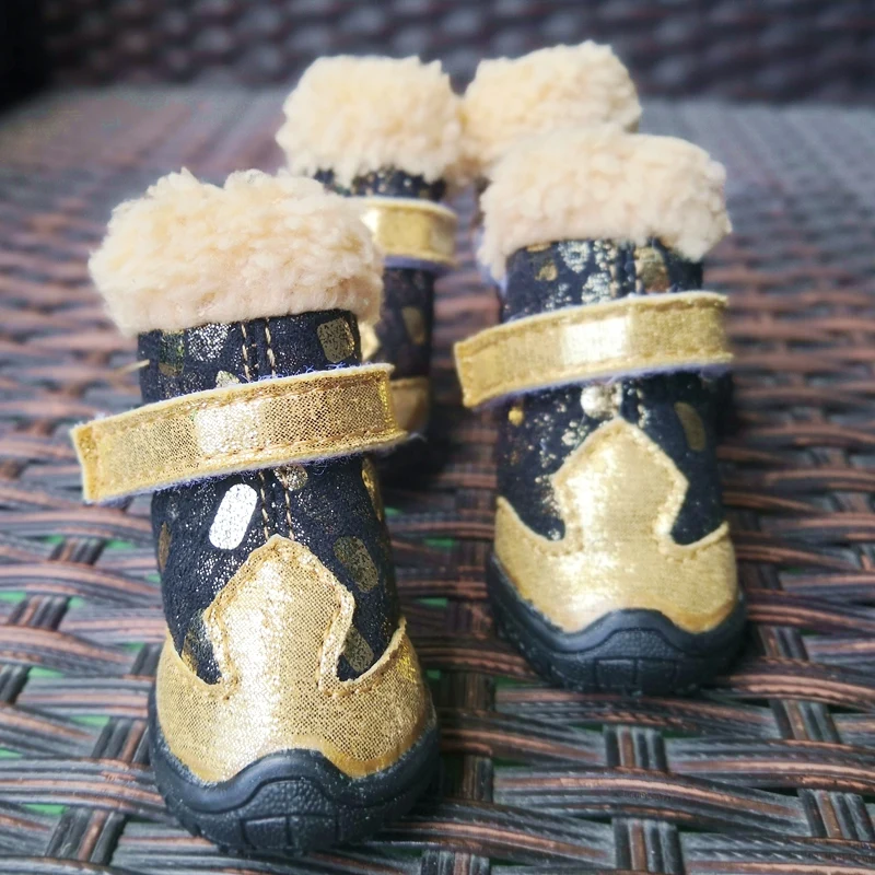 Gold Bling Chihuahua Yorkie Dog Shoes Casual Red Black Winter Snow