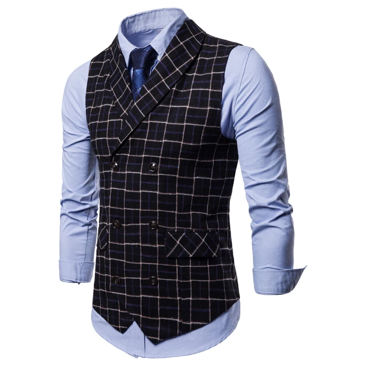 

2020 Brand Suit Vest Mens Stripe Plaid Formal Blazer vests Sleeveless Vintage Tweed Vest Fashion Spring Plus Size Waistcoat D30