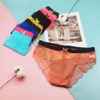 

6 Pcs / Lot Sexy Underwear Lingerie Women Transparent Lace Briefs Ladies Panties M L XL XXL 9422