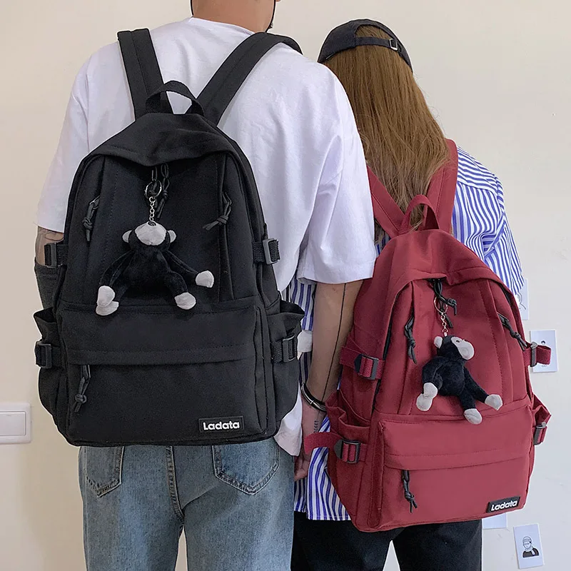 Mochilas negras estilo Harajuku para mujer, de gran capacidad mochila escolar, mochila Coreana Color sólido para estudiantes, MD0278 - AliExpress