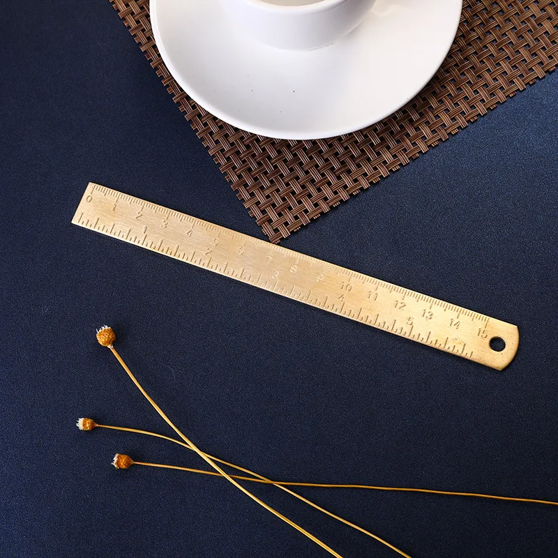 Mini Retro Ruler 9 Types Measuring Small Metal Ruler Painting Cartography Drawing Keychain School Supplies Stationery