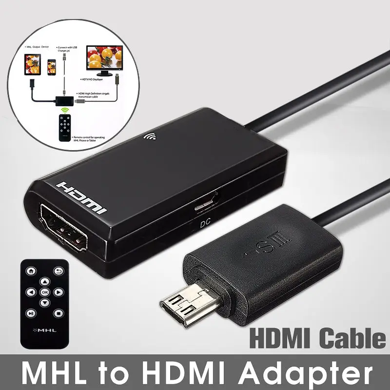 Full HD 1080P USB к HDMI HDTV кабель конвертер адаптер+ пульт дистанционного управления для samsung для Android телефона