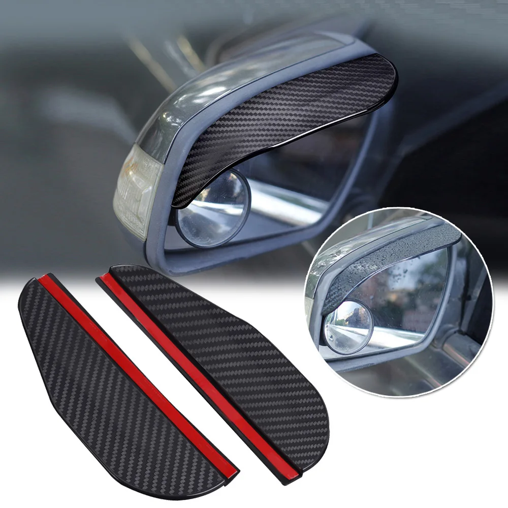 

2 PCs led Carbon fiber visors for rear view mirrors from sun, rain and snow, carbon fiber sun visor