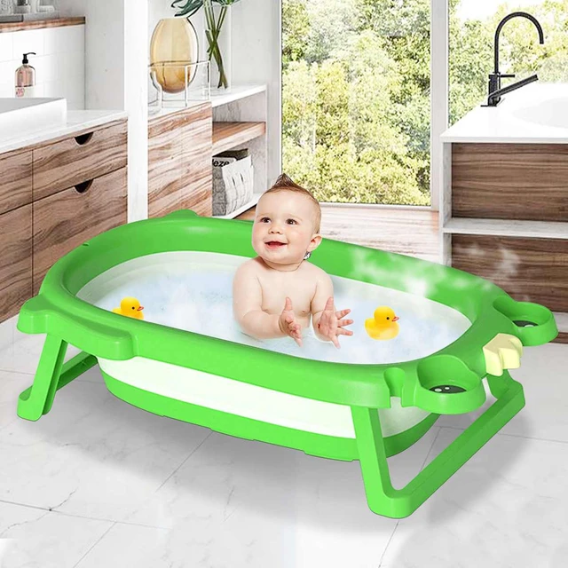 Bañeras portátiles para bebé, bañera plegable antideslizante para niño,  ducha de bebé de seguridad con dibujos animados, sensor de termómetro,  bañeras para recién nacidos - AliExpress