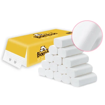 

Household 10 Rolls of Toilet Paper Toilet Tissue 4-ply Native Wood Pulp Roll Paper For Home Bathroom Kitchen Accessorie