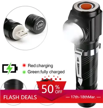 

2020Newest! USB Rechargeable LED Tactical Flashlight,Pocket-sized LED Torch,Super Bright IP65 Water Resistant Zoomable Right Ang