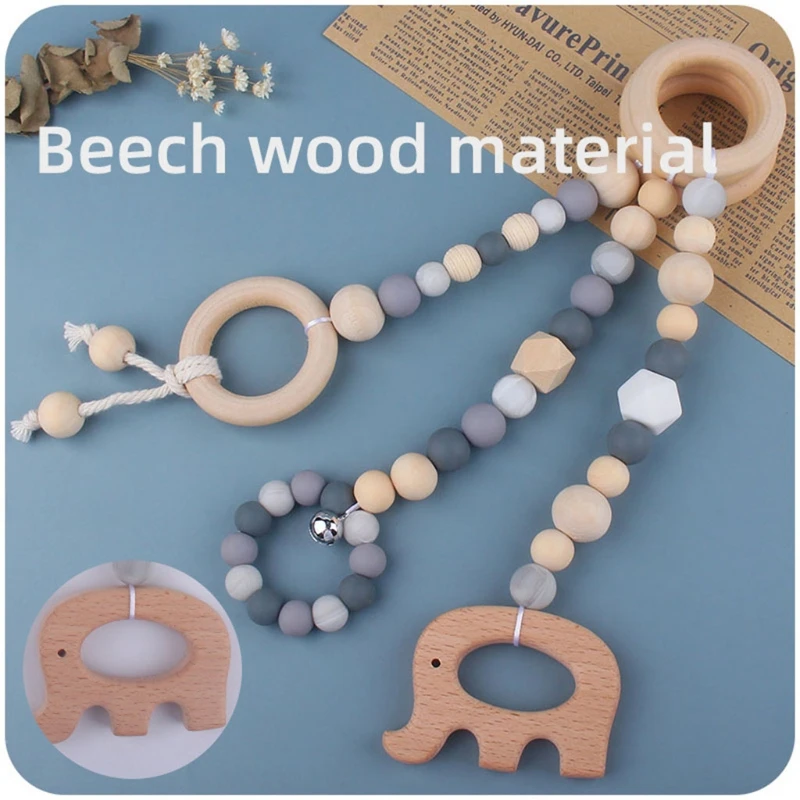 3/4 Pcs Baby Gym Frame Beech Wood Ring Baby Fitness Rack Pendants Silicone Beads Teether Newborn Stroller Rattle Play Gym Toys baby play gym toys