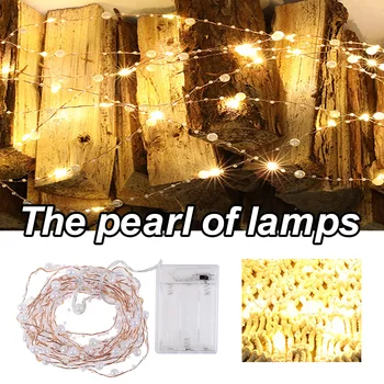

5M 50LED Pearl LED Copper Wire String Lights Pearlized Fairy Light For Wedding Home Party Christmas Decorations Battery Operated