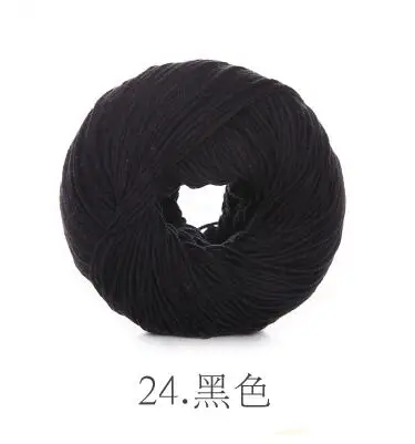 TPRPYN 1 шт. = 50 г хлопковые иглы для вязания крючком, переплетения нитей, мягкая теплая детская пряжа для ручного вязания, шерстяная пряжа для вязания - Цвет: 24 black