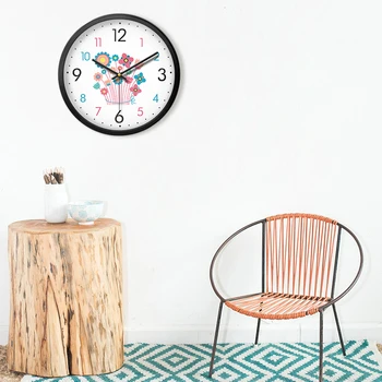 

Diameter 35.5cm Creative Wall Clock Living Room Bedroom Quiet Modern Garden Clock Quartz Clock Fashion Wall Chart Table Flowers