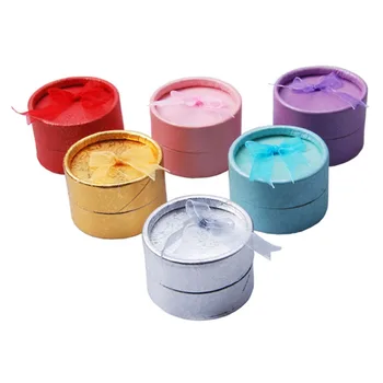 

Round Ribbon Jewelry Box Gift Boxes With Knot Necklace Ring Bracelet Display Box For Jewelry Fixed Mixed Multicolor