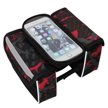 

High Quality Bike Front Frame Bag Large Capacity with Double Pouch Transparent Phone Holder Bag Cycling Accessory MD88