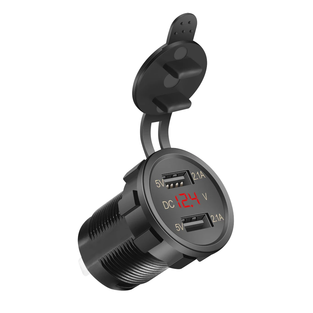 red Car Charger Удобное автомобильное зарядное устройство водонепроницаемый двойной USB интерфейс порты гнездовой разъем автомобильное зарядное устройство с Светодиодный индикатор зарядное устройство для мобильного телефона s - Тип штекера: red Car Charger