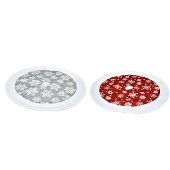 

2-Piece Set of Christmas Ornaments, White Border, Snowflake Tree Skirt, Christmas Tree Apron, Scene Dressing Supplies