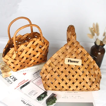 

Hand Knitting Woven Wedding Flower Basket Fruit Picnic Basket Shopping Tote Flower Arrangement Wedding Decoration