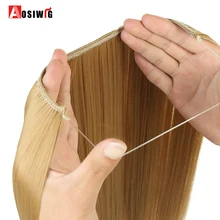 AOSIWIG 22 дюймов флип на проволоке в синтетическом Наращивание волос скрытый Невидимый не клип в повязке прямые высокотемпературные волокна