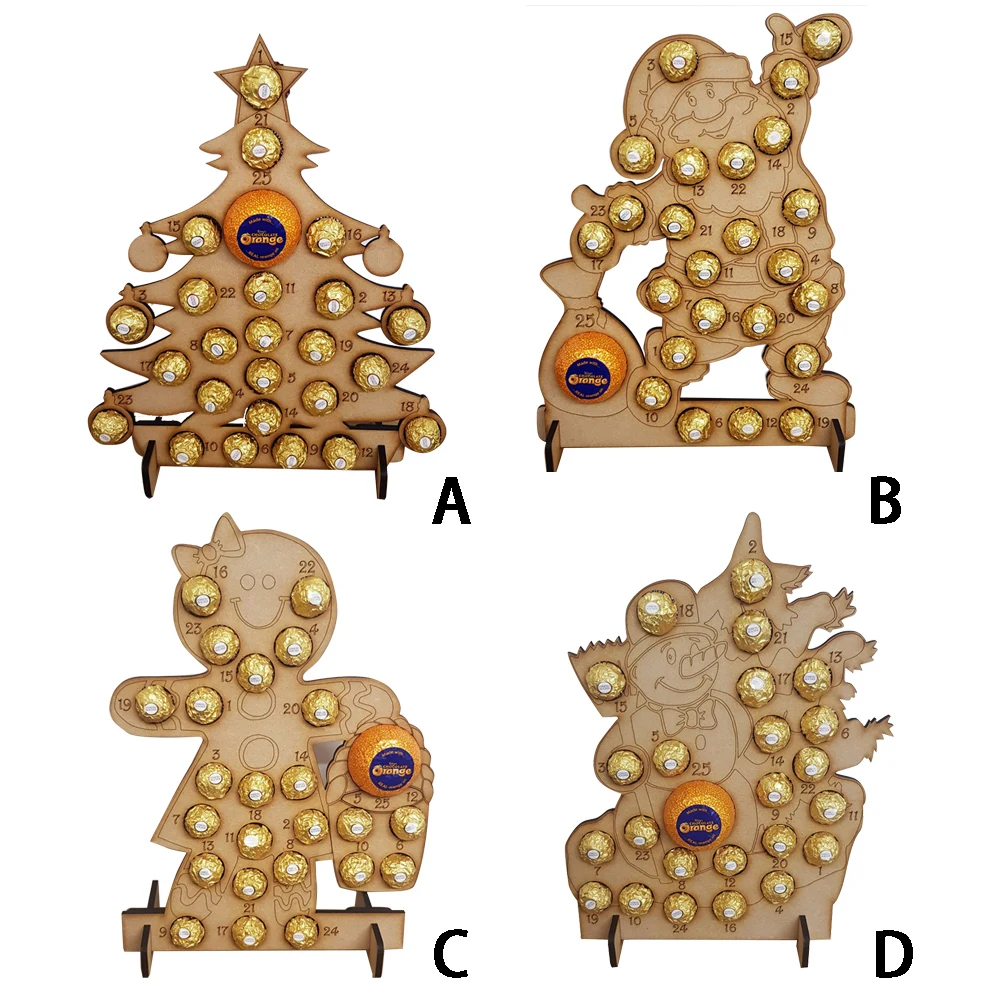 Мультяшное домашнее праздничное настольное деревянное Рождественское украшение шоколадный стоячий обратный отсчет Гладкий календарь для детской свадебной вечеринки