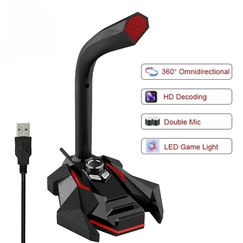 

Dynamic Wired Microphone USB Studio Gaming 360 Omnidirectionnel PC Microphone for Computer Desktop Professional Dual Mic