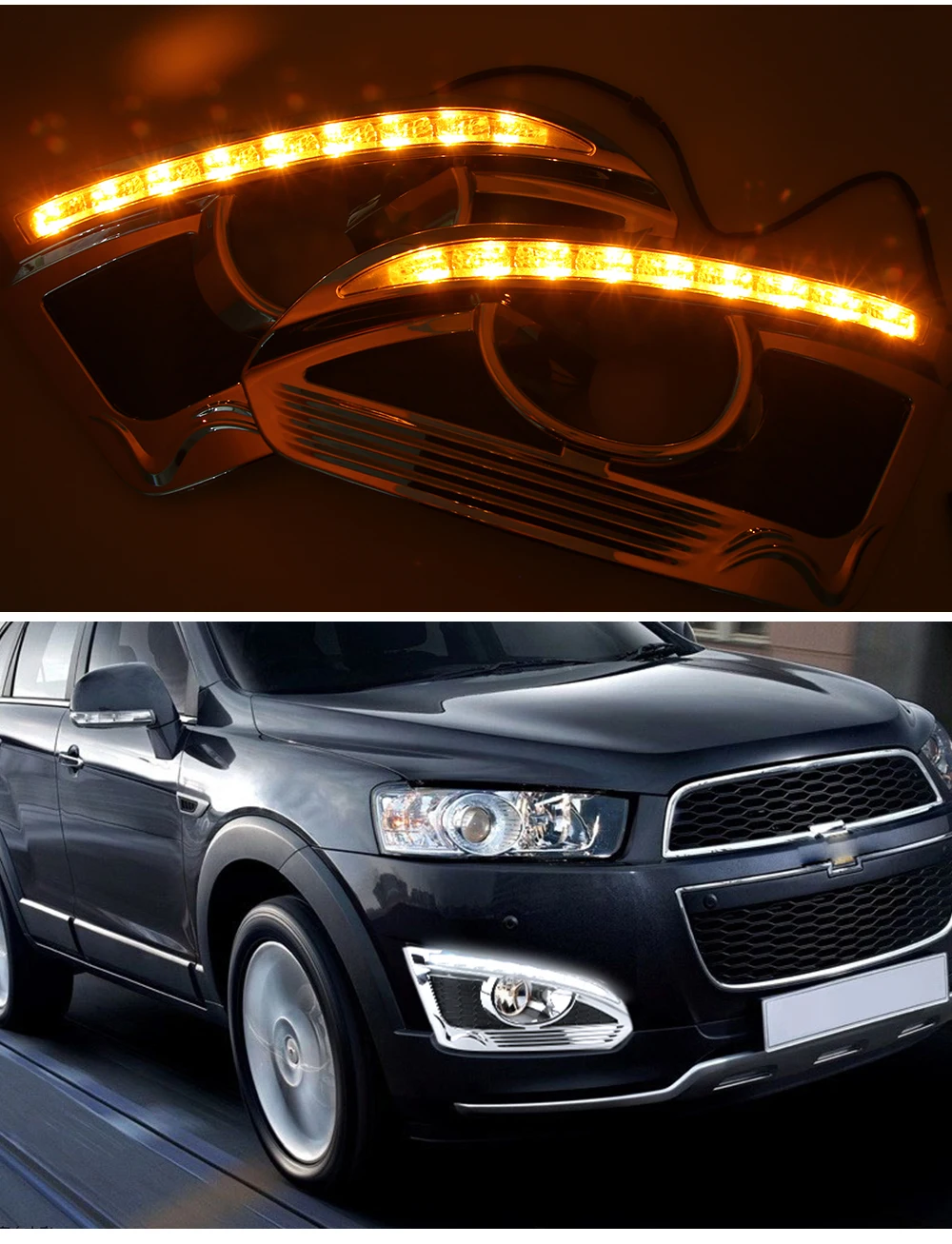Автомобильный мигающий 1 комплект для Chevrolet Captiva желтый сигнал поворота автомобиля DRL лампа водонепроницаемый 12 В Светодиодный дневной ходовой светильник