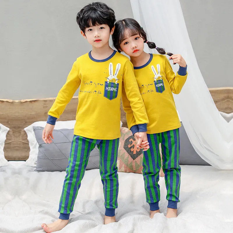 Пижамные комплекты для мальчиков и девочек детская хлопковая одежда для сна детская одежда для сна с героями мультфильмов детские пижамы детская одежда - Цвет: YL-04