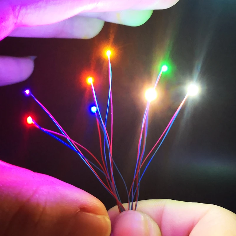 12V Pre wired 0603 SMD LEDs 8 Colors available 60cm connection wires hobby model kit railway 2