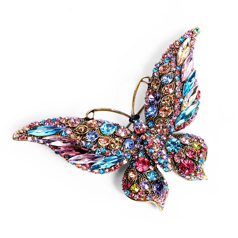Wholesale Rhinestone Crystal Butterfly Insects Brooch Pin Women Fashion Jewelry
