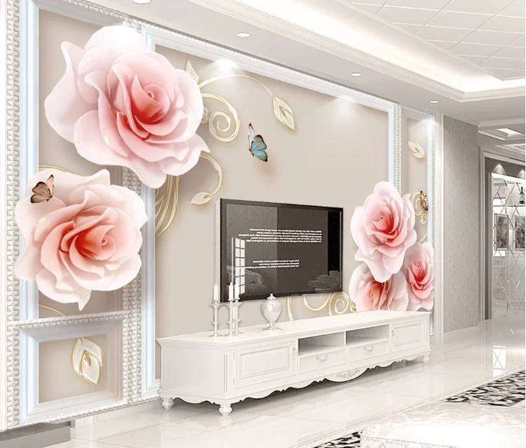 Beibehang papel де parede 3d фото гостиной золотые украшения цветы ТВ фон обои спальни большие фрески