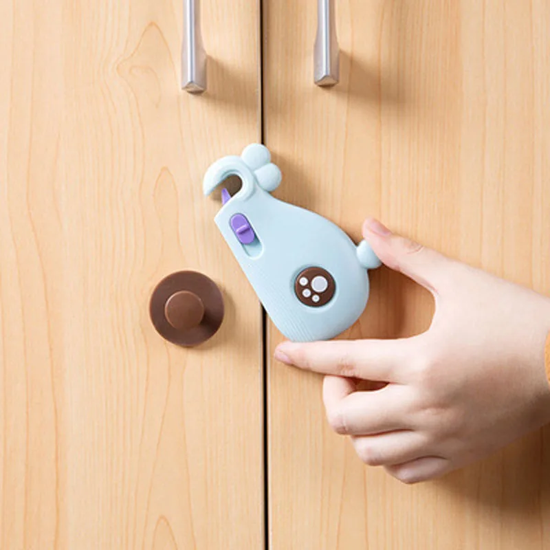 

3PCS Baby Safety Whale Lock Multi-function Kid Cupboard Lock Baby Cabinet Door Lock Infant Drawer Security Buckle
