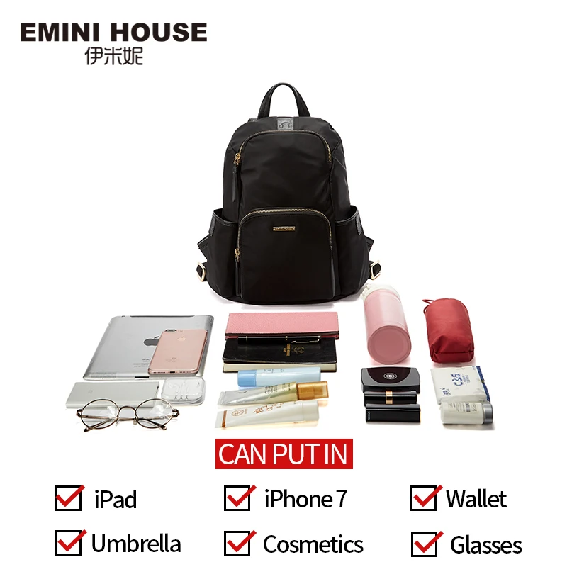 EMINI HOUSE Многофункциональный рюкзак водонепроницаемый нейлоновый рюкзак женская сумка через плечо рюкзаки для девочек-подростков школьная сумка