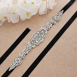 S09 Sparkly Rhinestone Wedding Belt Party Belt Women Maternity Belt for Dress Ribbon Belts Bride Sash Belt Bridesmaid Waist Belt
