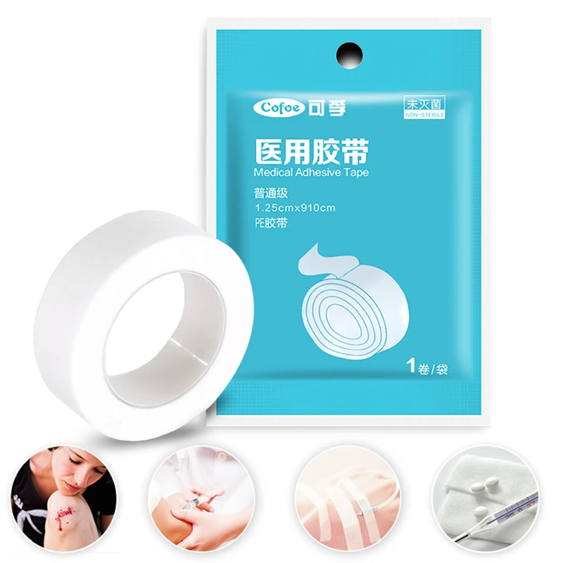 

Cofoe 5 Rolls Medical Adhesive Tape Comfortable Breathable Wound Care and Fixation Universal Tool Transparent Microporous Tape