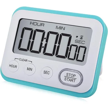 

Digital Kitchen Timer Loud Alarm Clock, LCD Sn Silent/Beeping Multi-Function for Teachers Kids, Sky Blue