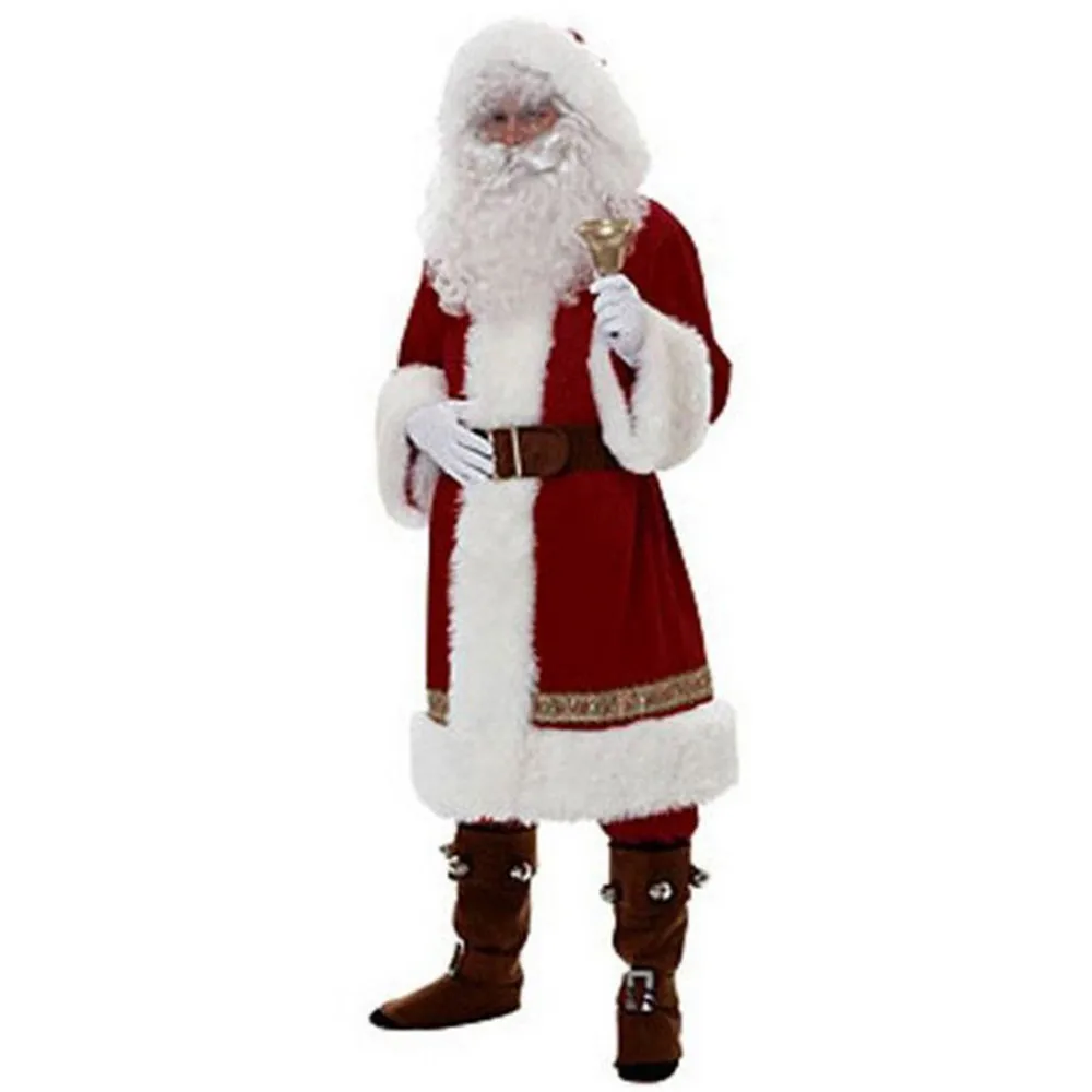 Новинка; Рождественский костюм Санта-Клауса для взрослых в России; маскарадный костюм Санта-Клауса; нарядное платье; 5 шт./лот; костюм; Рождественская верхняя одежда