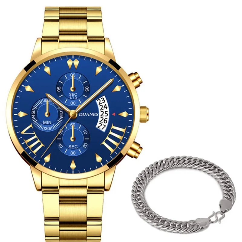 New Men Business Stainless Steel Quartz Wristwatch Fashion Mens Watches Calendar Date Clock Man Silver Bracelet Male Watch 