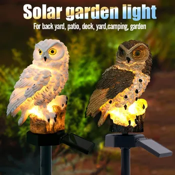 

2 PCS Outdoor Garden Sculptures Lamp Owl Shape for Garden Decoration Waterproof Bird Resin Yard Garden Decor Sculptures Z0622