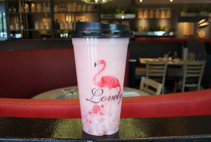500pcs High quality flamingo cup 500ml transparent disposable coffee milk tea juice cold drink plastic cups with cover wholesale