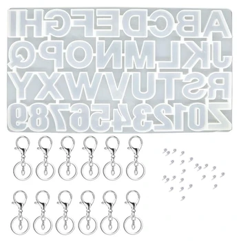 

Alphabet Resin Silicone Mold Alphanumeric Backward Casting Letter Number Molds with Rings, Screw Eye Pins ,Lobster Clasp