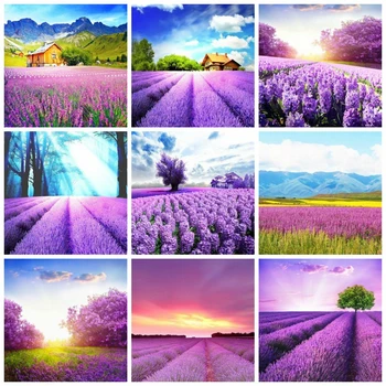 

AZQSD Diamond Painting 5d Lavender Cross Stitch Embroidery Sale Scenery Handmade Rhinestones Gift Diy Crafts Needlework