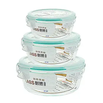 

Microwave Heating Glass Fresh-keeping Box Round Fresh-keeping Bowl Special Lunch Box Lunch Box Glass Bowl with Lid Glass Bowl
