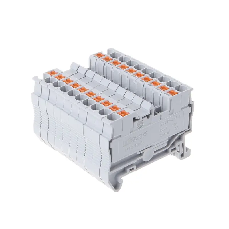 

10pcs/set PT 2.5 Push-In Din Rail Mounted Terminal Blocks Spring Screwless Feed Through Electrical Components And Parts 63HF