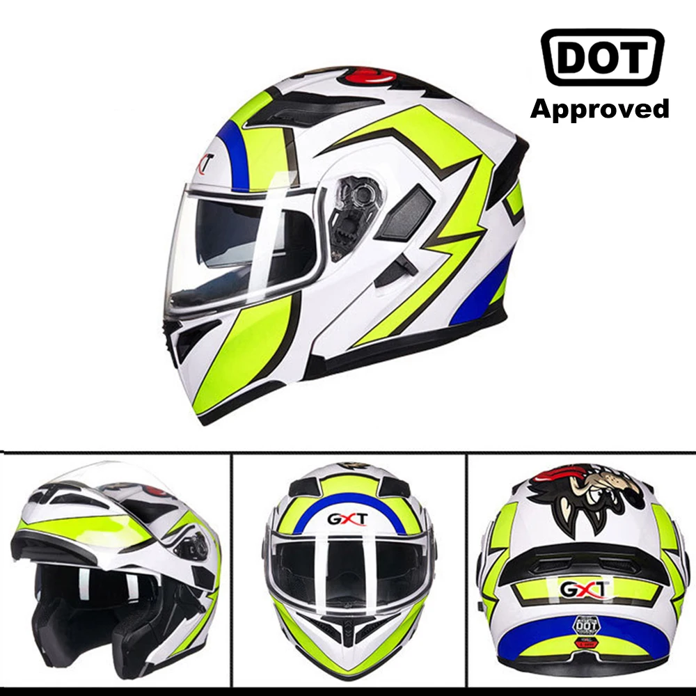 GXT New Motorcycle Helmet Flip up Motocross Helmet Capacete da Motocicleta Cascos Moto Casque Doublel lens Racing Riding Helmet - Цвет: Colour 2