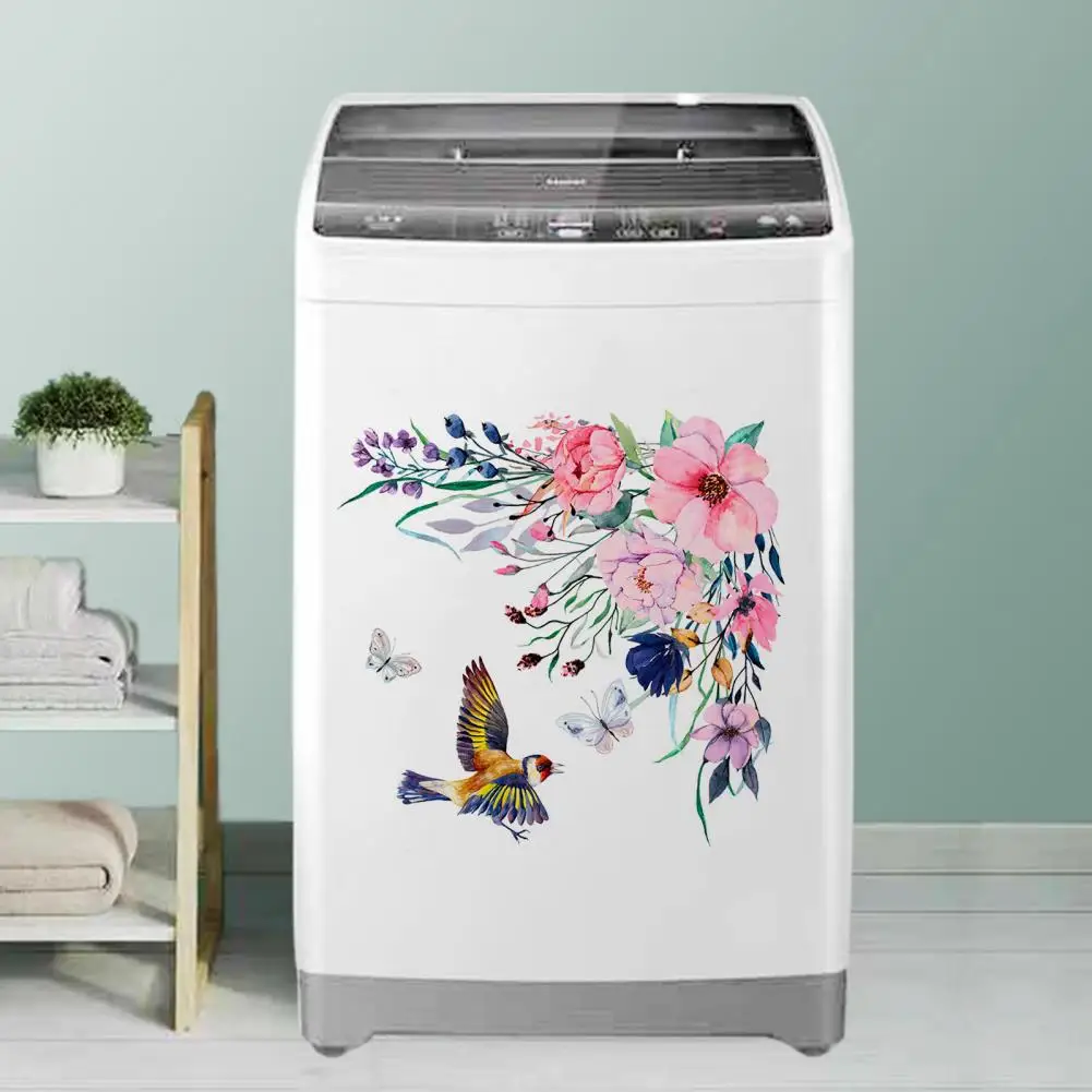 1 Set Decorative Toilet Sticker Easy Use PVC Self-adhesive Delicate Flower Portable Wall Fridge Decal for Daily Use