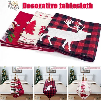 

Christmas Decorative Table Runners Linen Table Cloth with Tassels for Holiday Dinner Parties Supplies Home Decorations Q