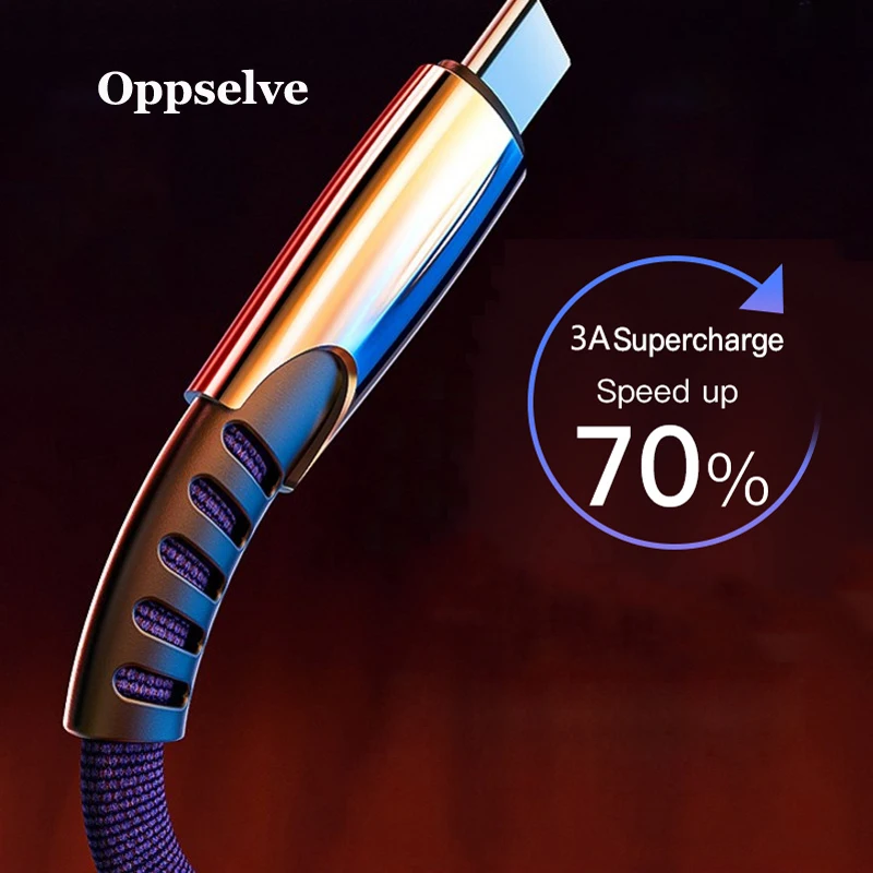 Кабель Oppselve USB Type-C провод для быстрой зарядки шнур 3 м USBC кабель Xiaomi K20 Samsung S9 Oneplus 7