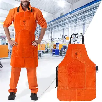 

90X60CM Welding Apron Wear-resistant Cowhide Protective Clothing Flame-resistant Cover For Welding Clothes Protector