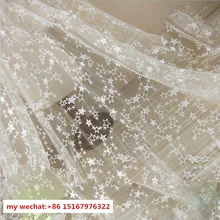 Стиль Высококачественная Белая Вышивка звезды Сетка Свадебное Платье кружевная ткань 120 см широкая французская кружевная ткань для летнего платья 5 ярдов