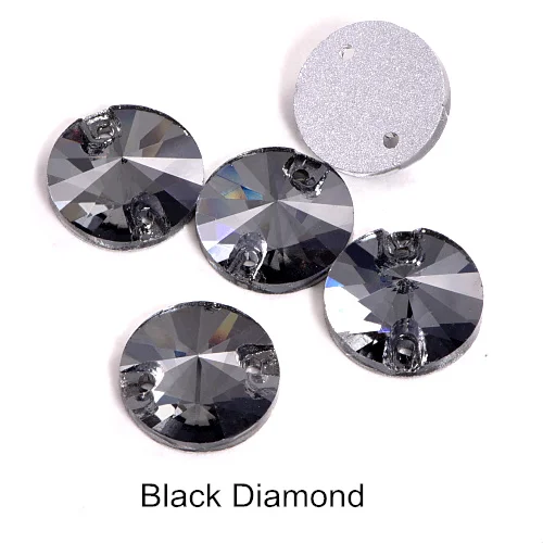 Black-diamond 29 цветов, 6 размеров, круглые стразы для шитье Риволи, Стразы для шитья, круглые стразы для одежды Y2818 - Цвет: Black-diamond