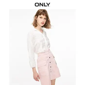 

ONLY Women's Loose Fit Low-high White Striped Long-sleeved Shirt | 119204502