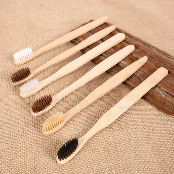 

Convenient Cleaning Mouth Disposable Toothbrush Travel Use Bamboo Charcoal Wood Handle Soft Bristle Lightweight Environmental